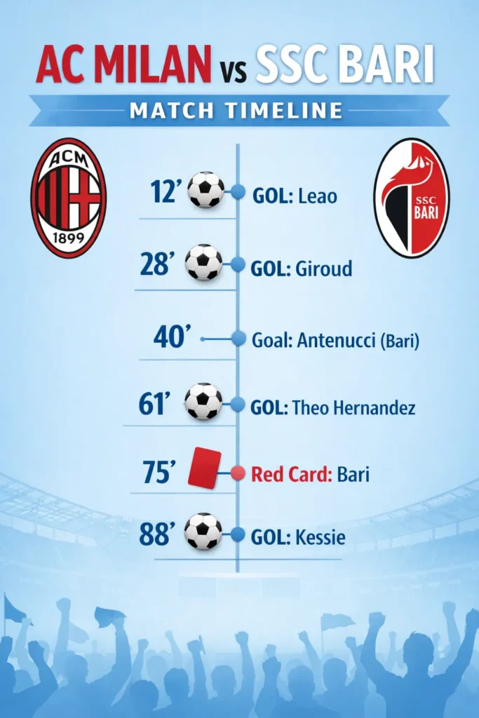 ac milan vs ssc bari timeline